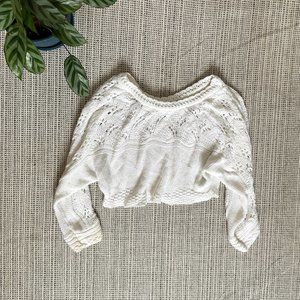 Vintage Y2K crochet knit white crop sweater